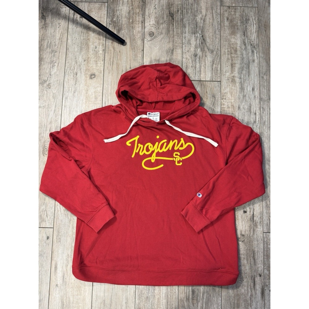 Champion USC Trojans Hoodie Mens Large Red Authentic Pullover Sweater
